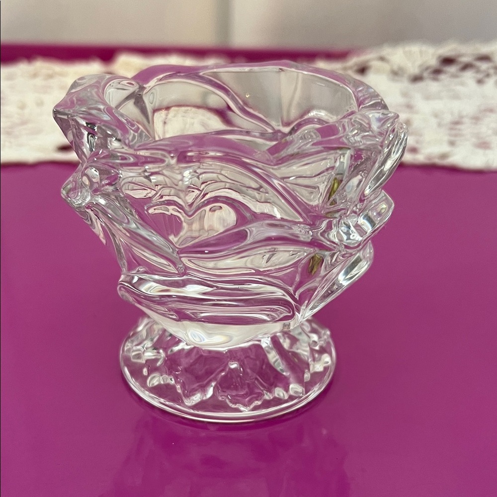 PartyLite P7295 Radiant Rose 24% Lead Crystal Votive Candle Holder